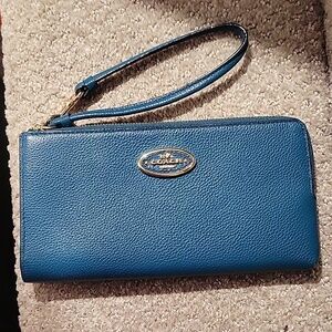 Coach Wristlet - Teal Color with purple lining